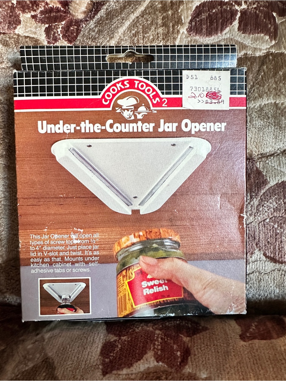 Cooks Tools 2 Under-Cabinet Mount Jar Opener White Triangle Plastic/Metal